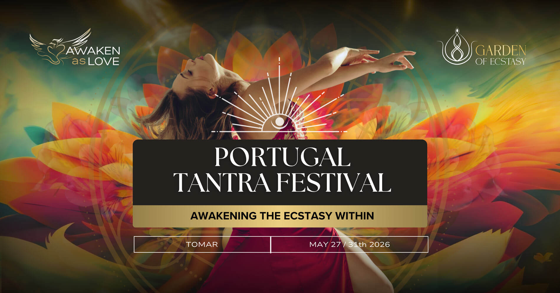 Poster of sensual woman for Portugal Tantra Festival 2026